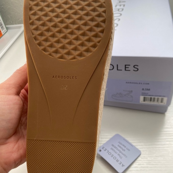 AEROSOLES Dolly Cognac Faux Leather Flatform Sandal with Braided Strap NWT - Picture 5 of 6